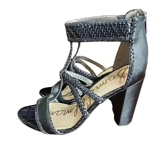 Sam Edelman Women's Yordana Sandal Size 9 Block Heel Ankle Strap Black Leather - Picture 3 of 7